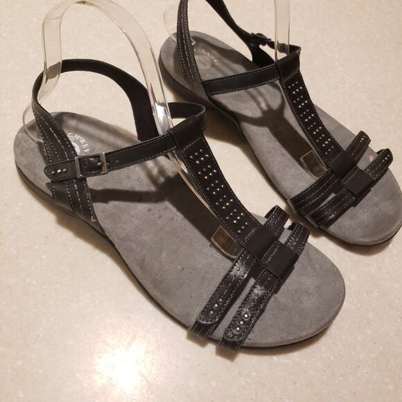 Revitalign Heron T Strap toe Post Sandals Sz 11 Orthotic Comfort Silver Gray - Picture 1 of 6